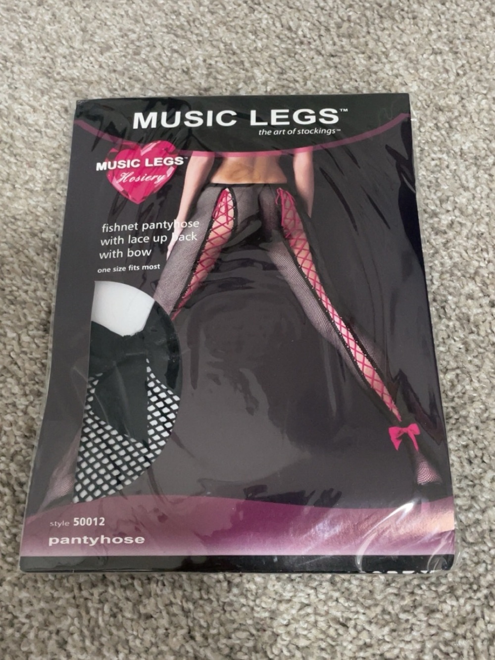 NWT Music Legs Black Black Fishnet Pantyhose